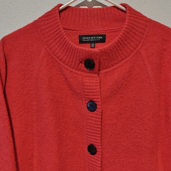 Jones New York Wool Cardigan Sweater Size Medium P Button Up - Picture 3 of 8